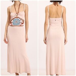 DIXIE Moon Flower Knit Halter Maxi Dress Small NWOT